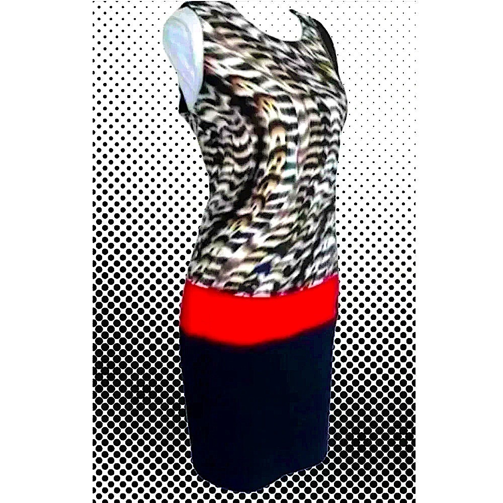 Calvin Klein Women’s Seamed Block Dress ‘Latte Multi 2’ Sz. 4 Midi Bodycon - Picture 3 of 3